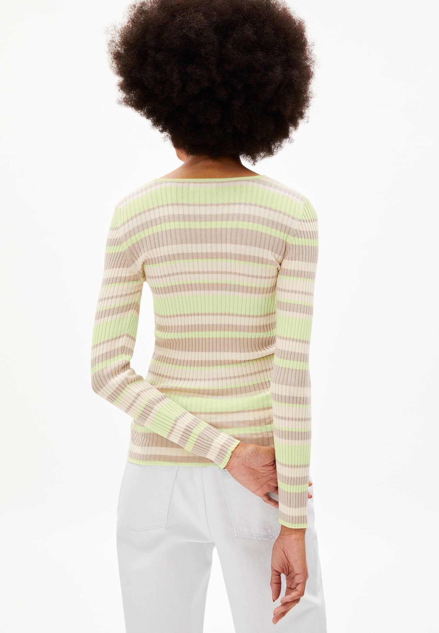 Top côtelé multicolore en coton bio - alaania crew multicolor light lime-light desert
