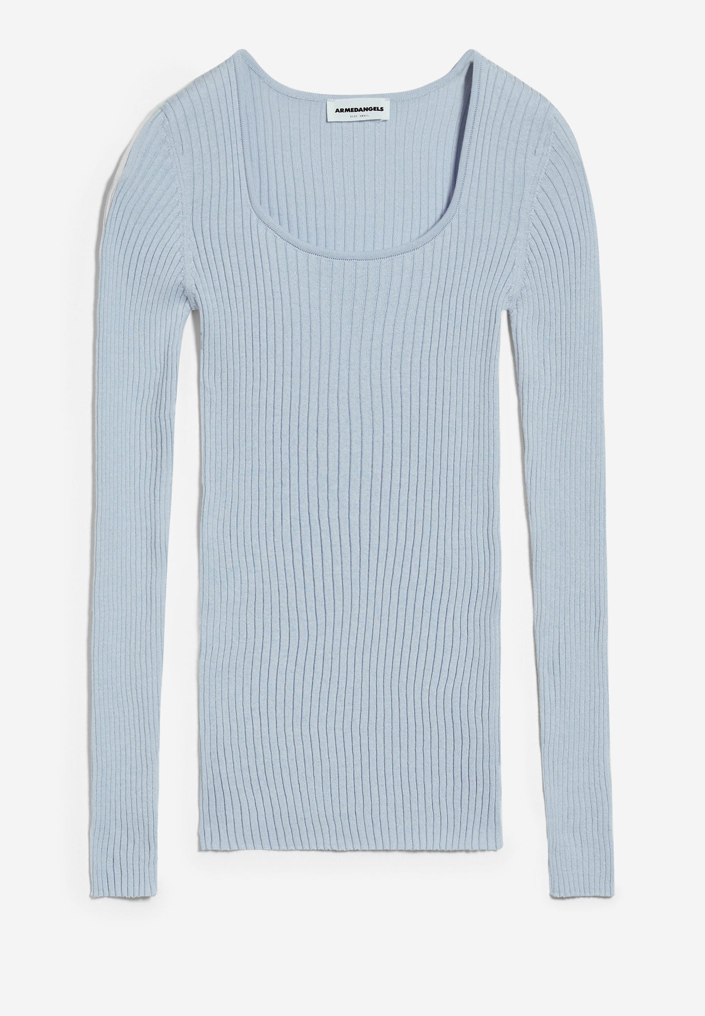 Top côtelé bleu ciel en coton bio - alaania crewneck morning sky