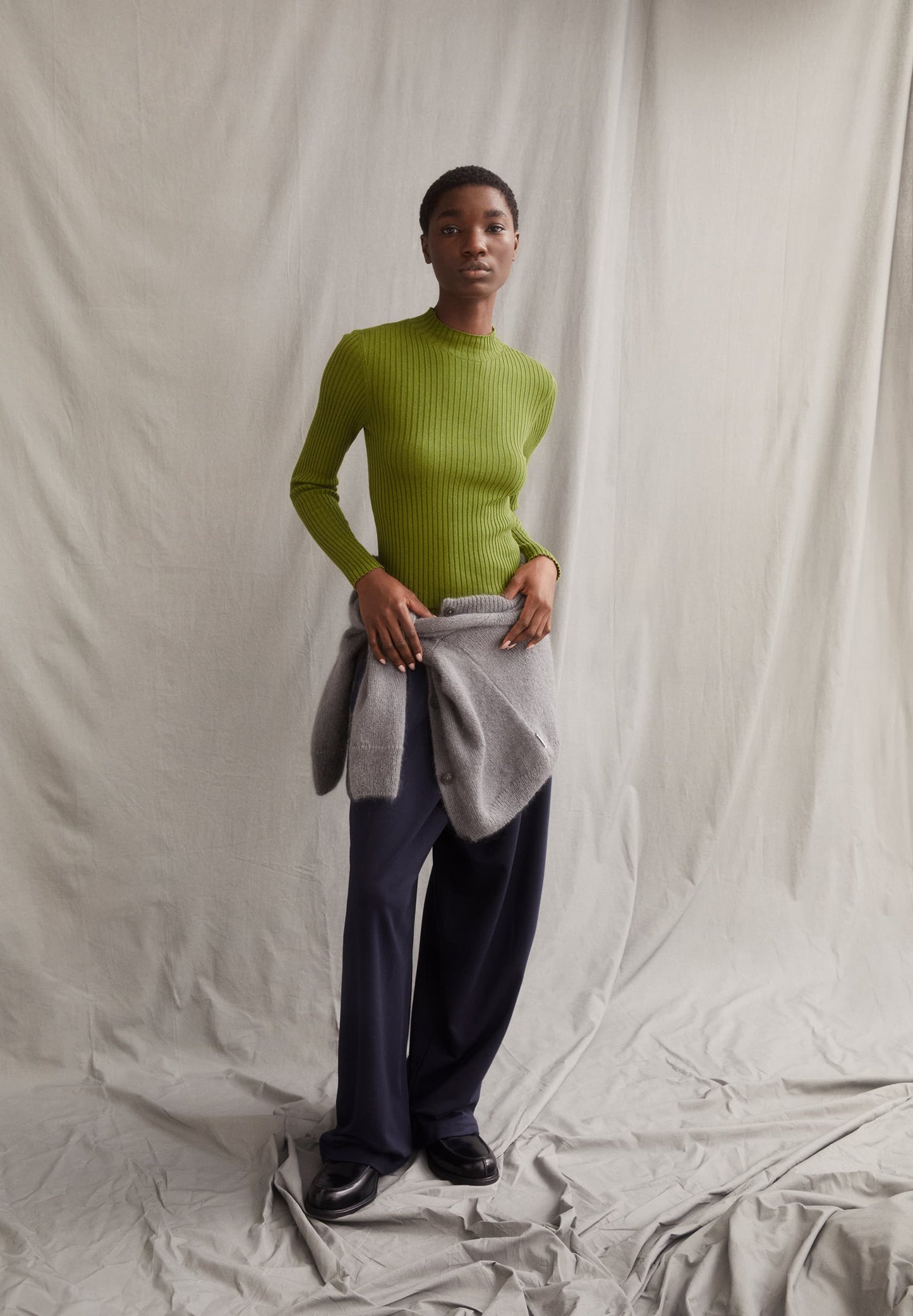 Sous-pull en coton bio | vert "alaania - dark moss"