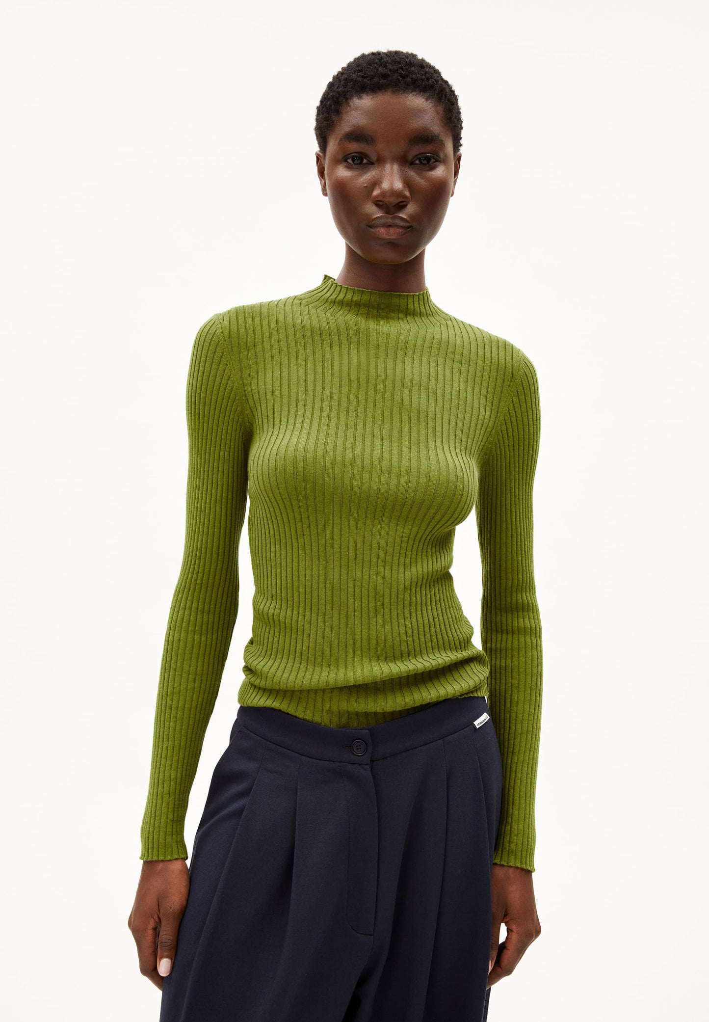 Sous-pull en coton bio | vert "alaania - dark moss"