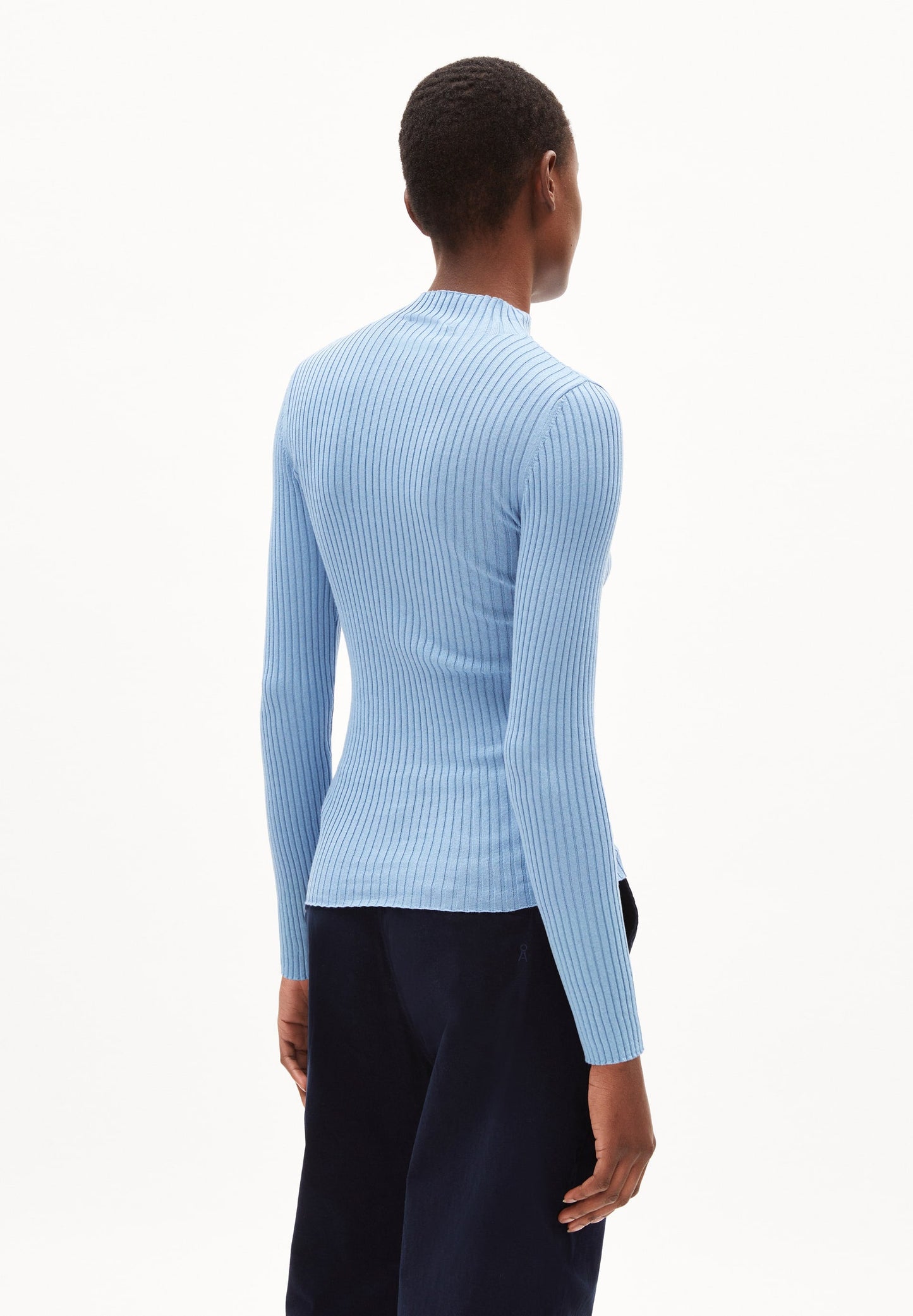 Sous-pull côtelé en coton bio | Bleu clair "alaania iceberg blue"