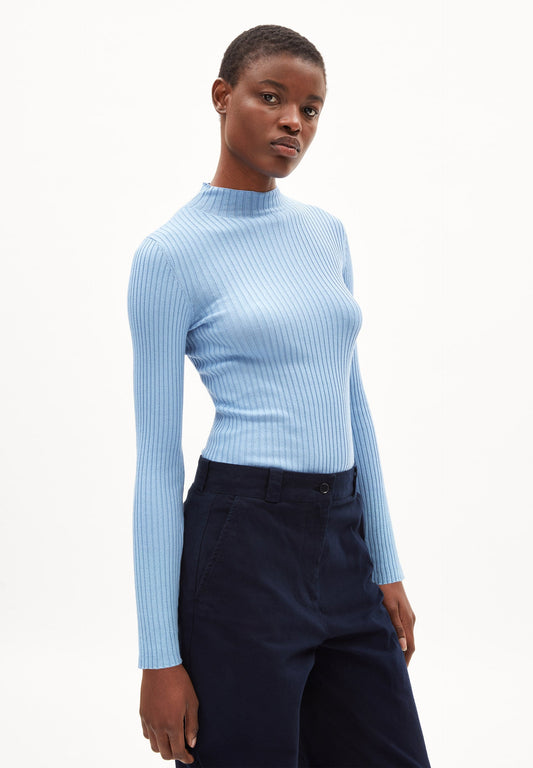 Sous-pull côtelé en coton bio | Bleu clair "alaania iceberg blue"