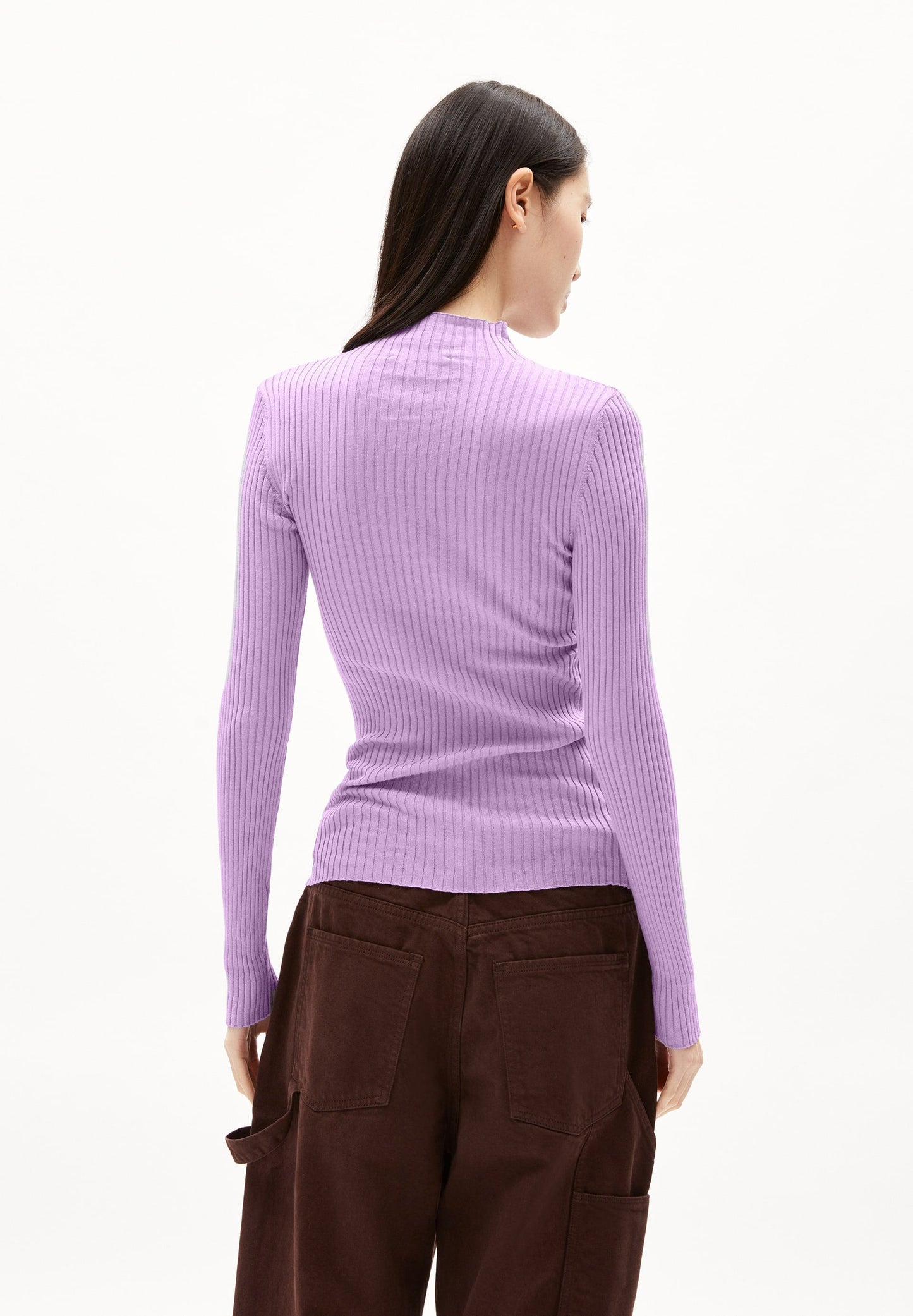 sous-pull côtelé col montant en coton bio | violet "alaania - smart lilac"
