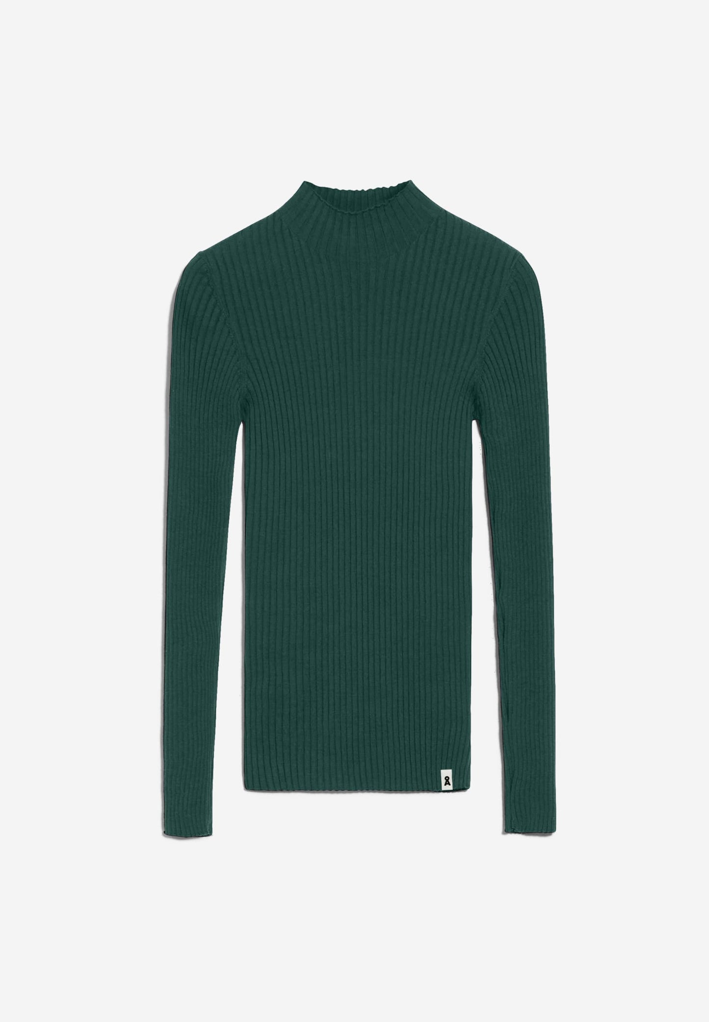 Pull côtelé col montant en coton bio | vert "alaania - teal stone"