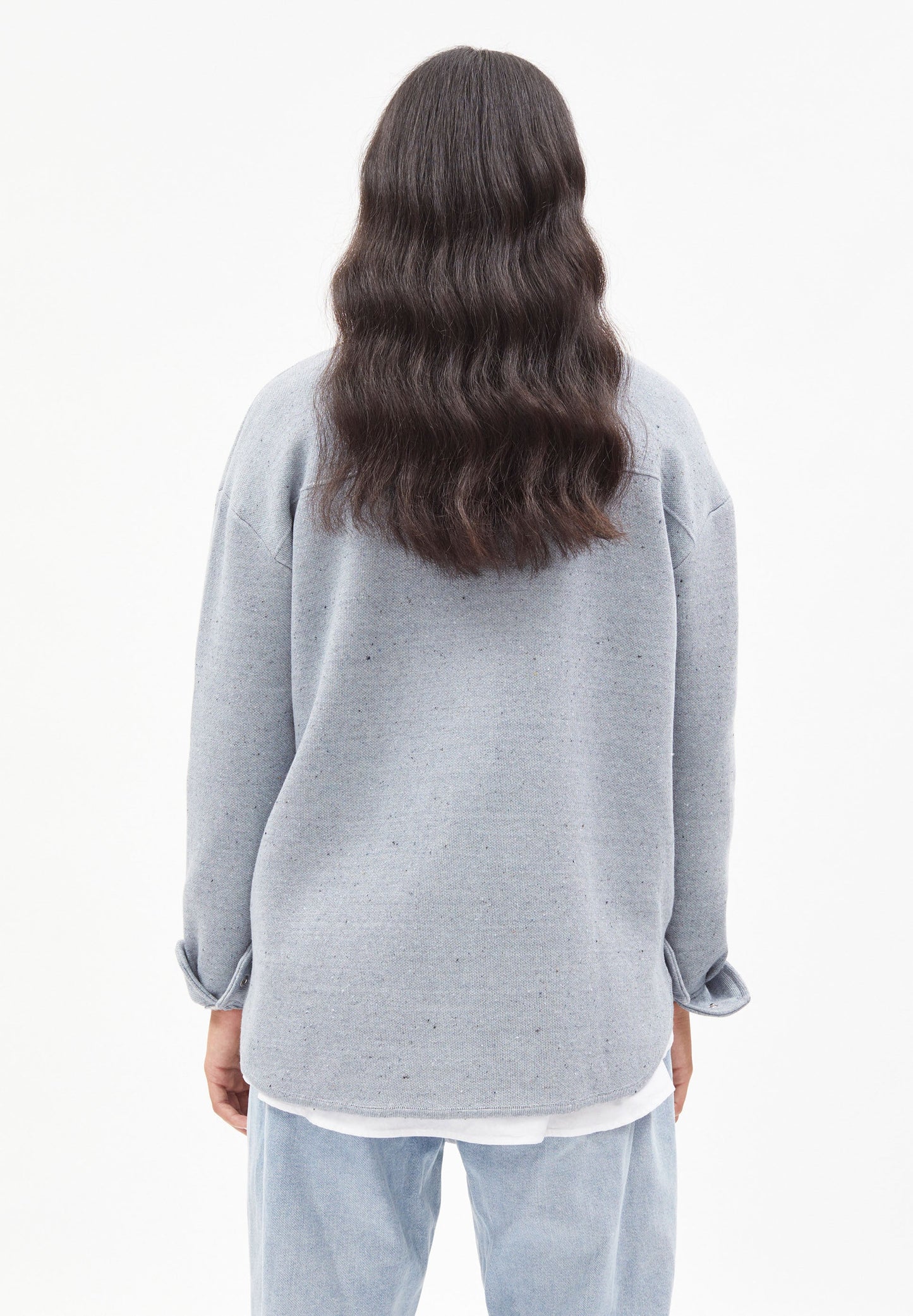 Veste bleu chiné en coton bio, recyclé et tencel - aldaraa denim