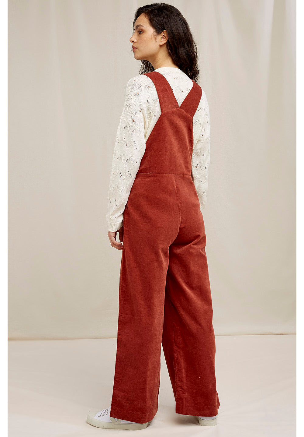 Salopette en velours ocre rouge en coton bio - ali