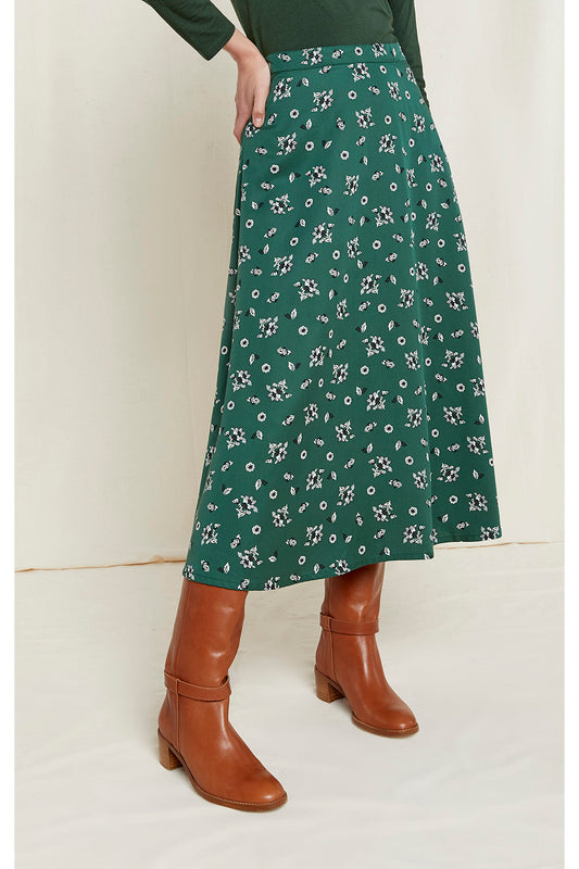 Jupe verte à motifs en tencel - alison