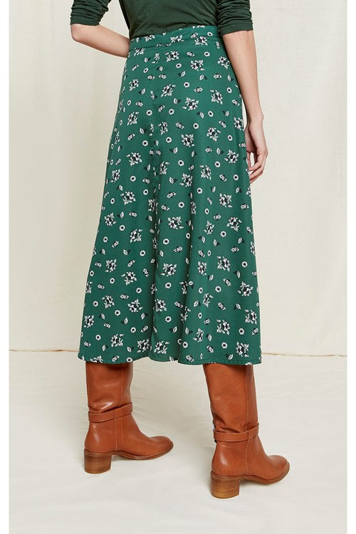 Jupe verte à motifs en tencel - alison
