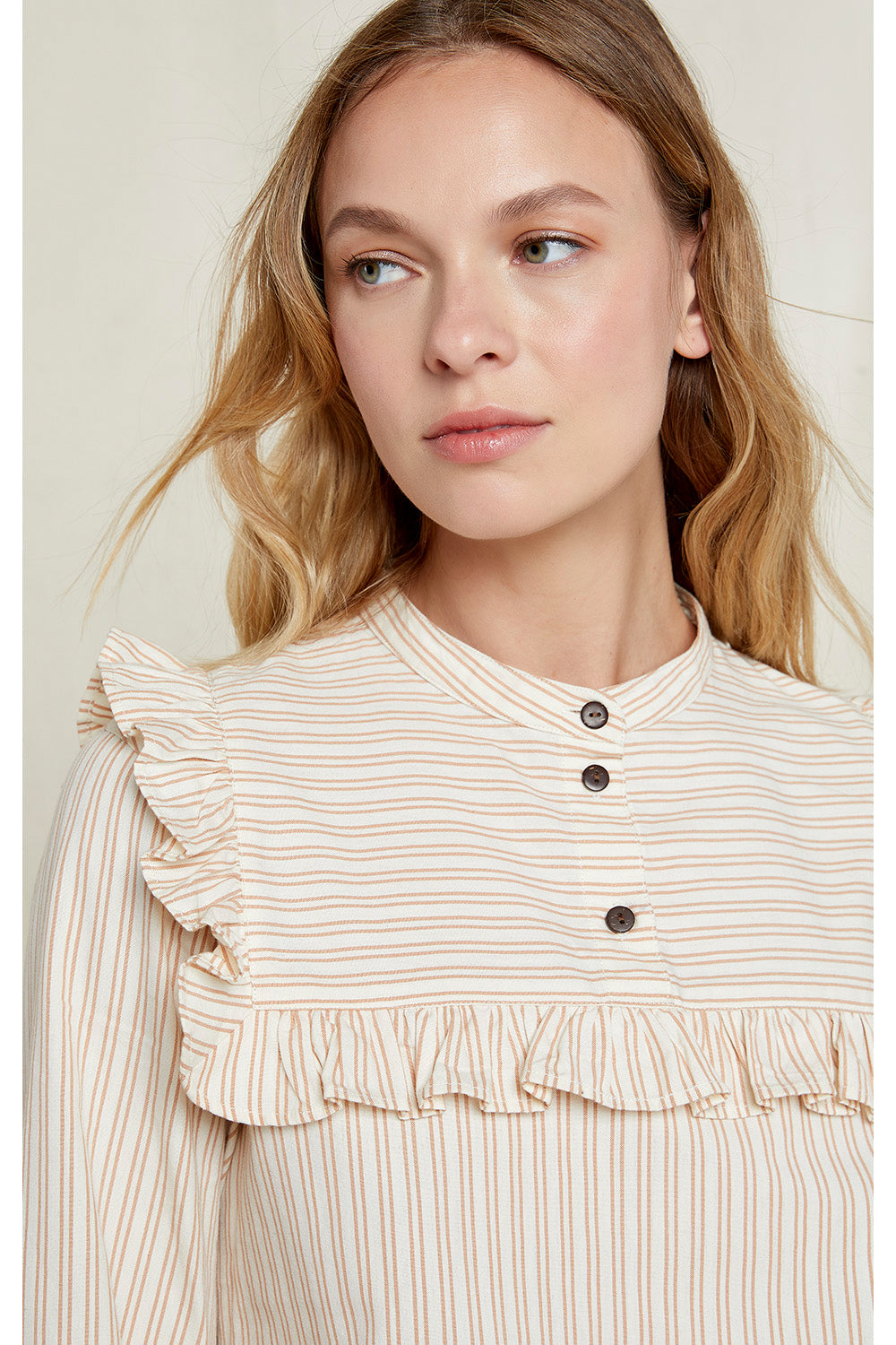 Blouse écrue rayée en coton bio - alix
