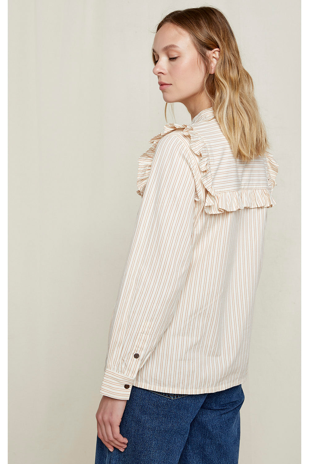 Blouse écrue rayée en coton bio - alix