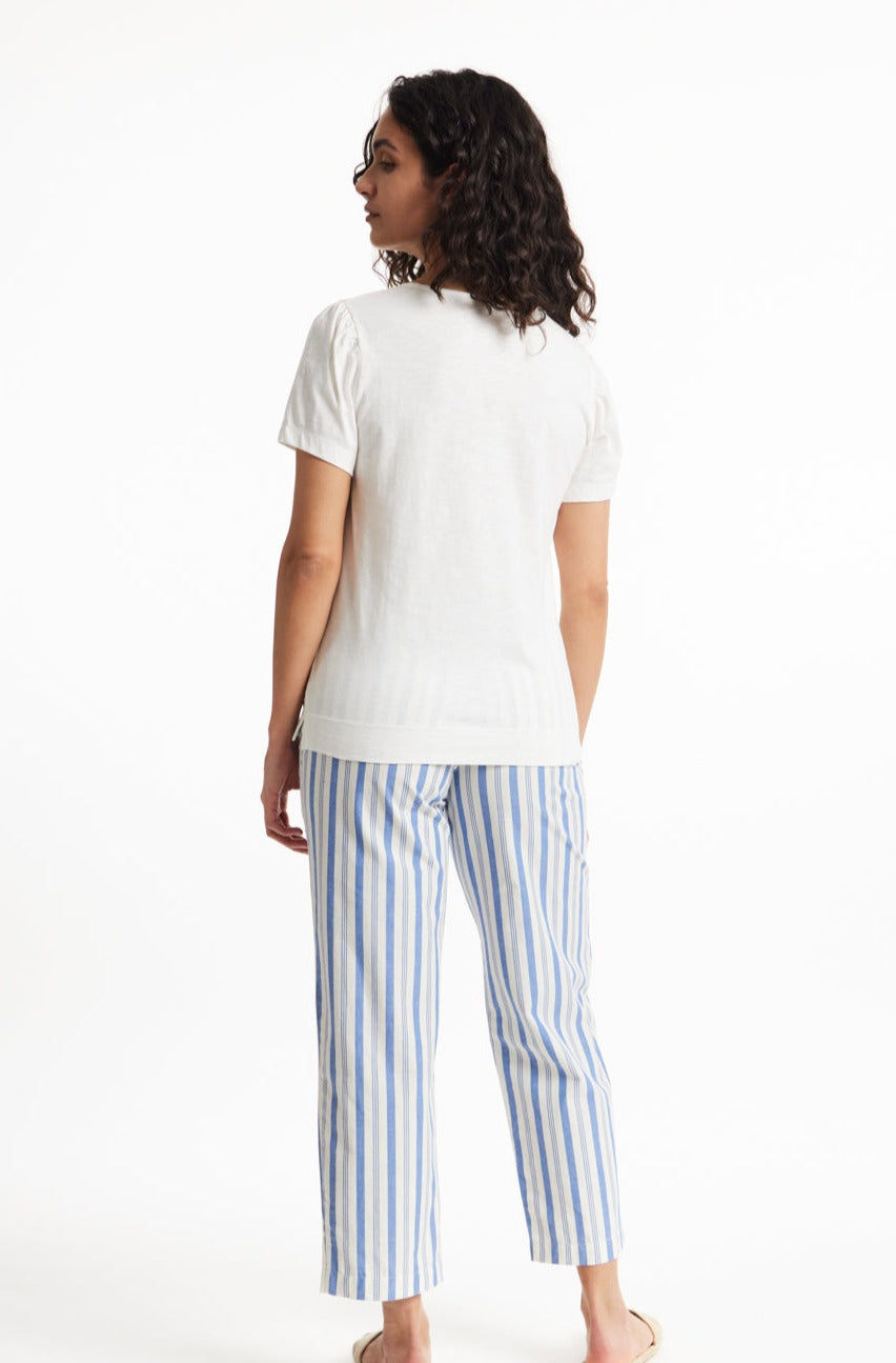 T-shirt col v blanc en coton bio - alli slub tee eco white