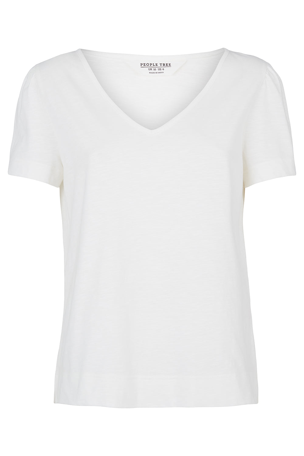 T-shirt col v blanc en coton bio - alli slub tee eco white