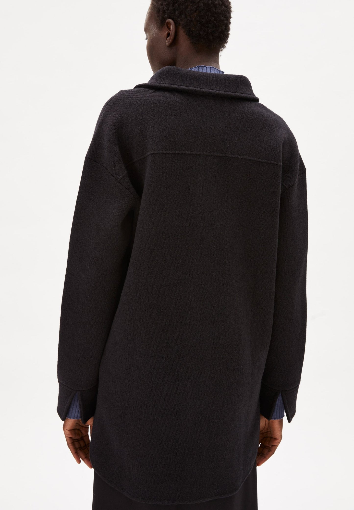 Veste molletonnée noire en coton et laine bio - almaraa black