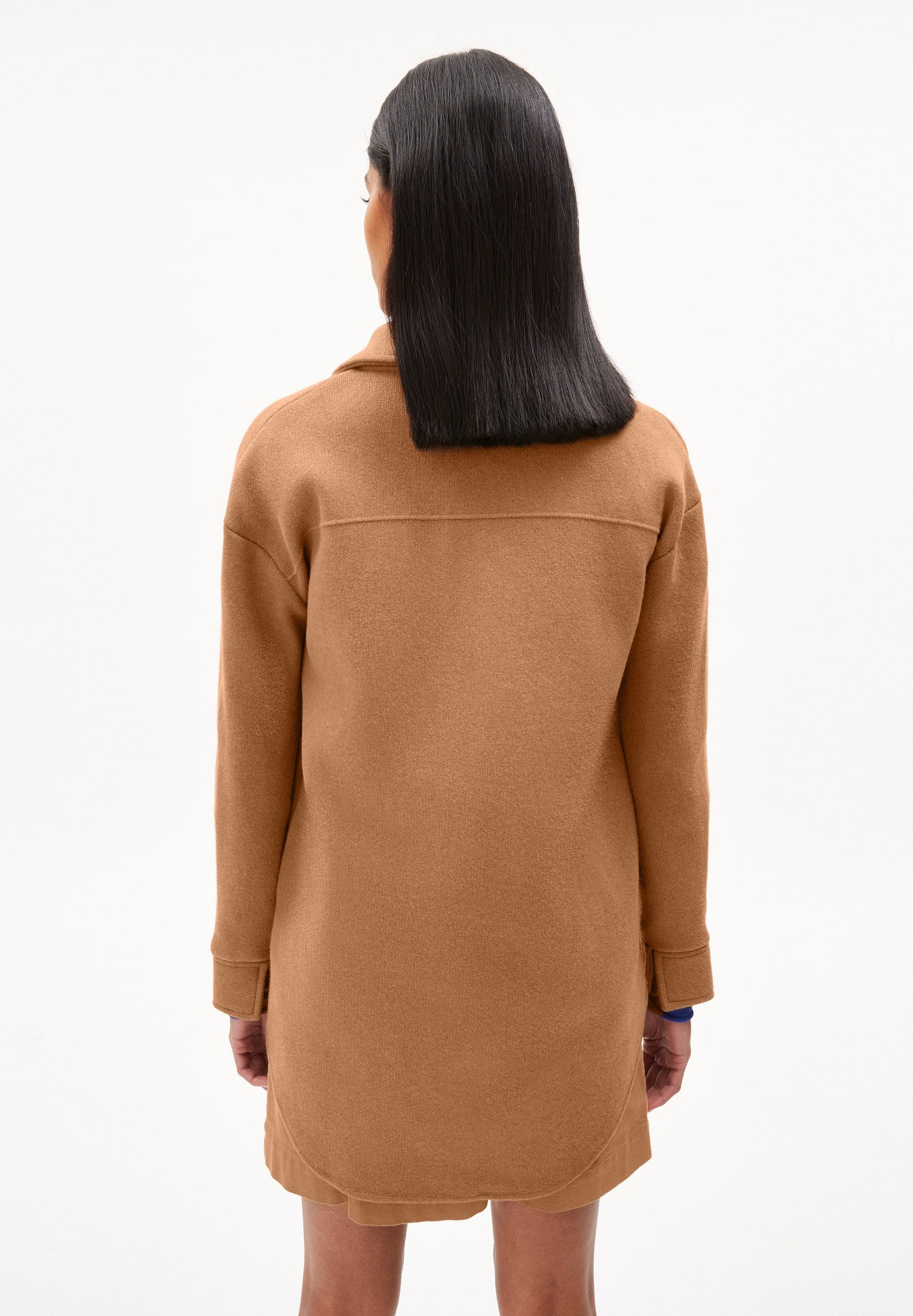 Veste molletonnée camel en coton et laine bio - almaraa cedar wood