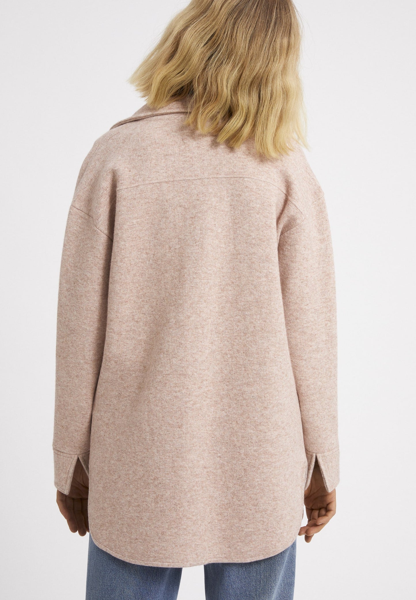Veste molletonnée rose en coton et laine bio - almaraa kinoko melange-oatmilk
