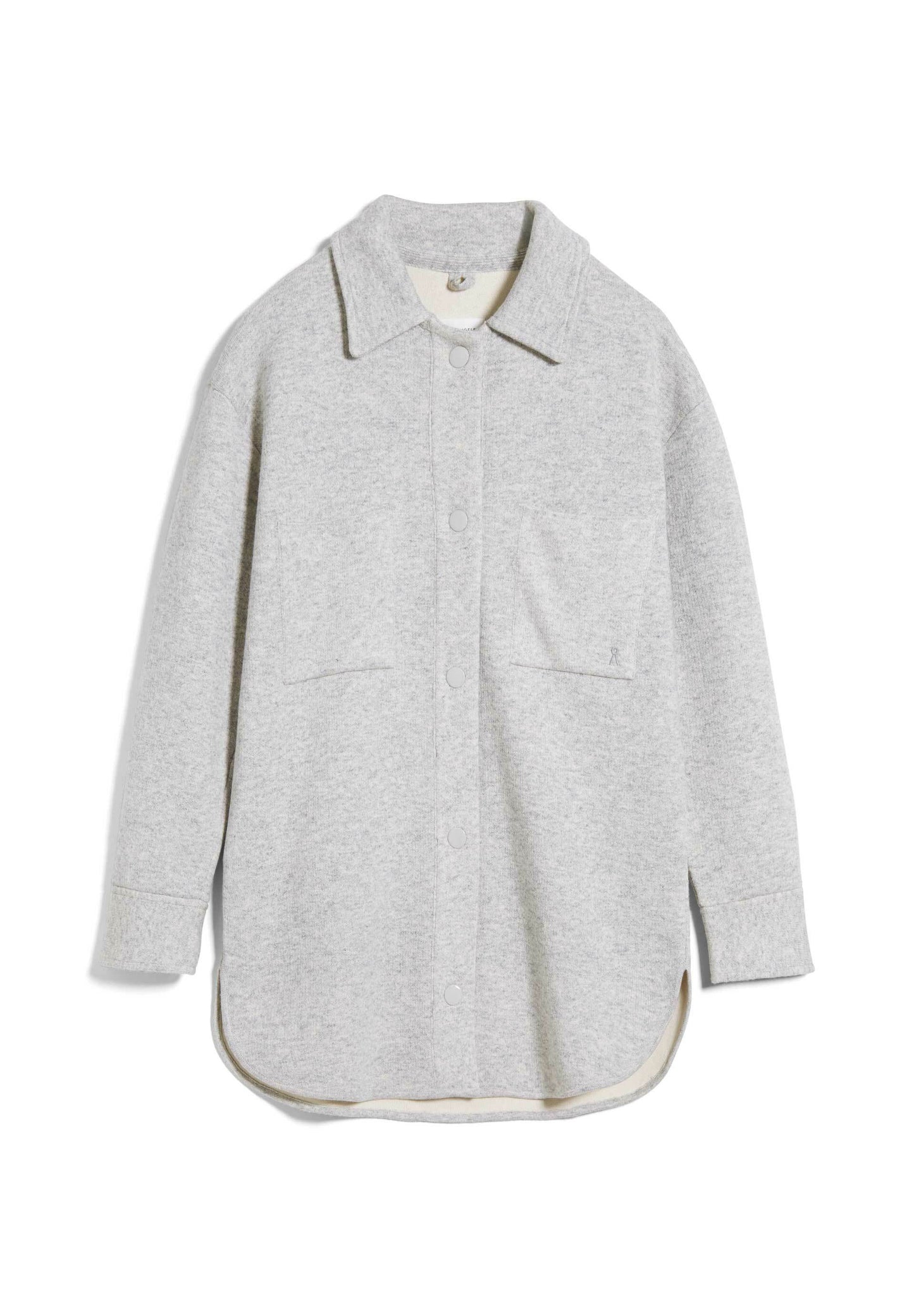 Veste molletonnée grise en coton et laine bio - ALMARAA light grey melange oatmilk