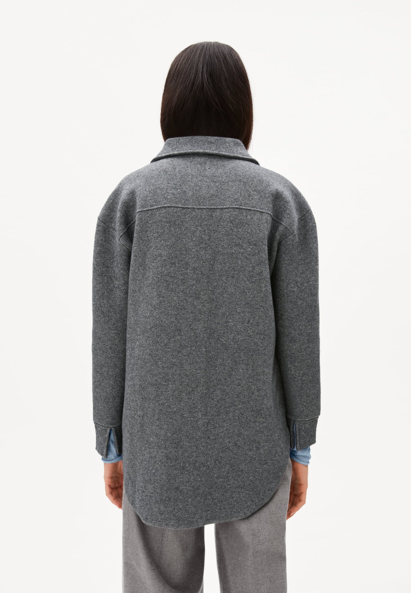 Veste molletonnée grise en coton et laine bio - almaraa mid grey melange-oatmilk