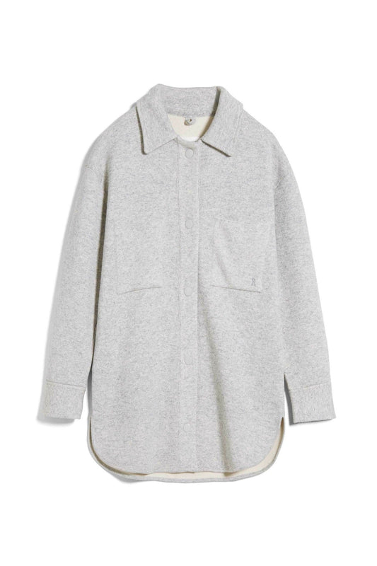 Veste en coton et laine bio | Gris clair "almaraa soft light grey melange oatmilk"