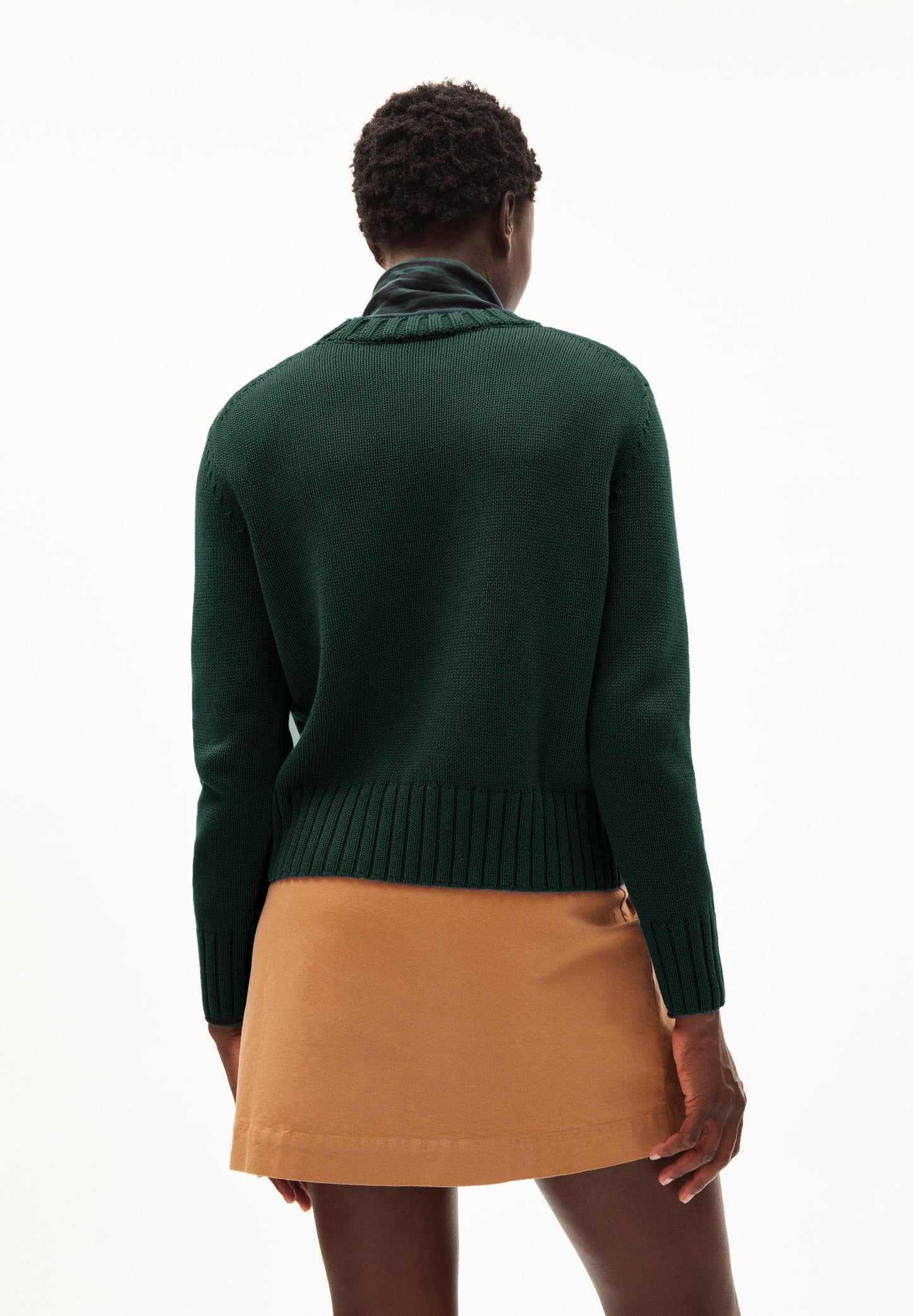 Pull ample vert foncé en coton bio - amaliaa compact dark scarab