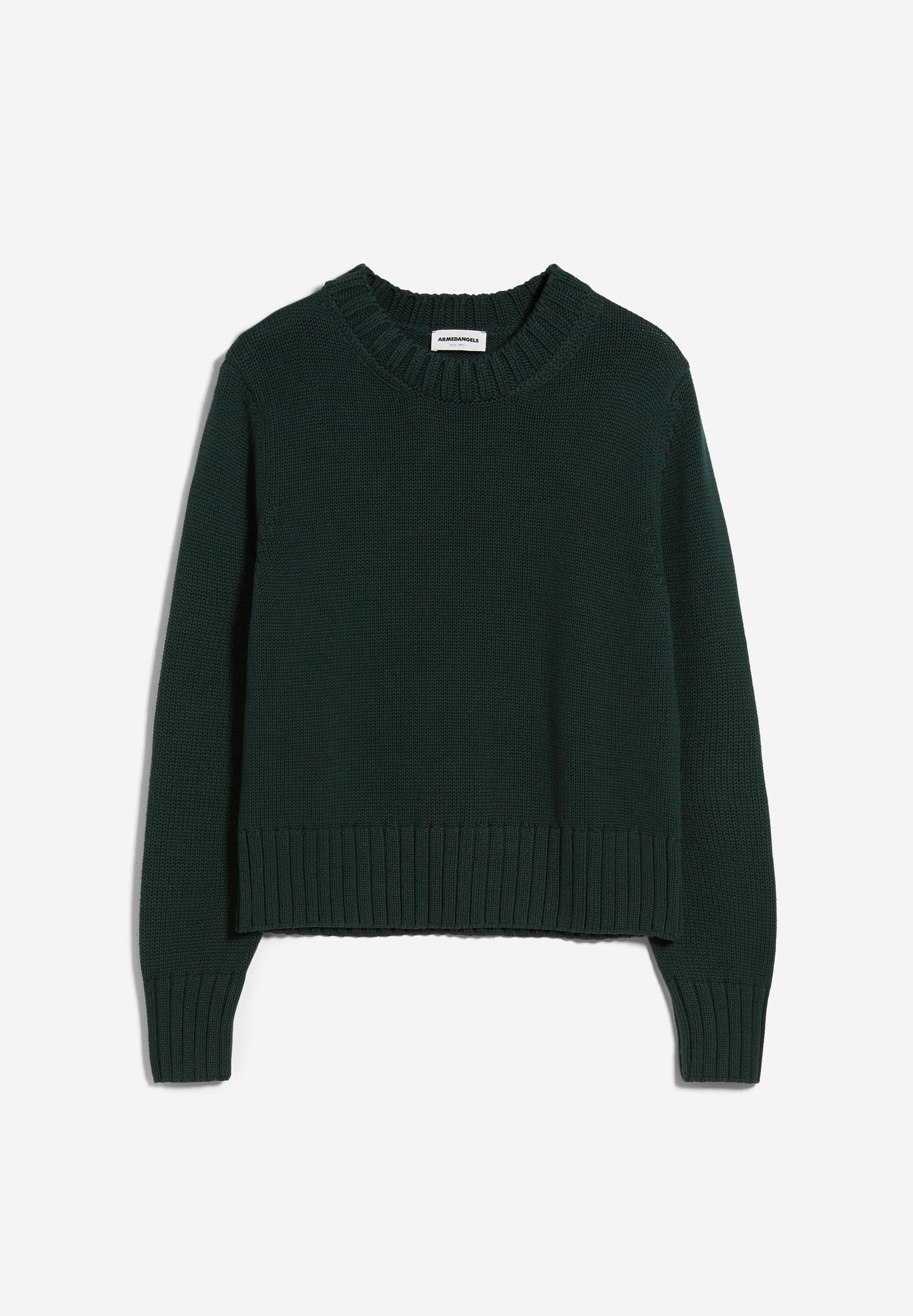 Pull ample vert foncé en coton bio - amaliaa compact dark scarab