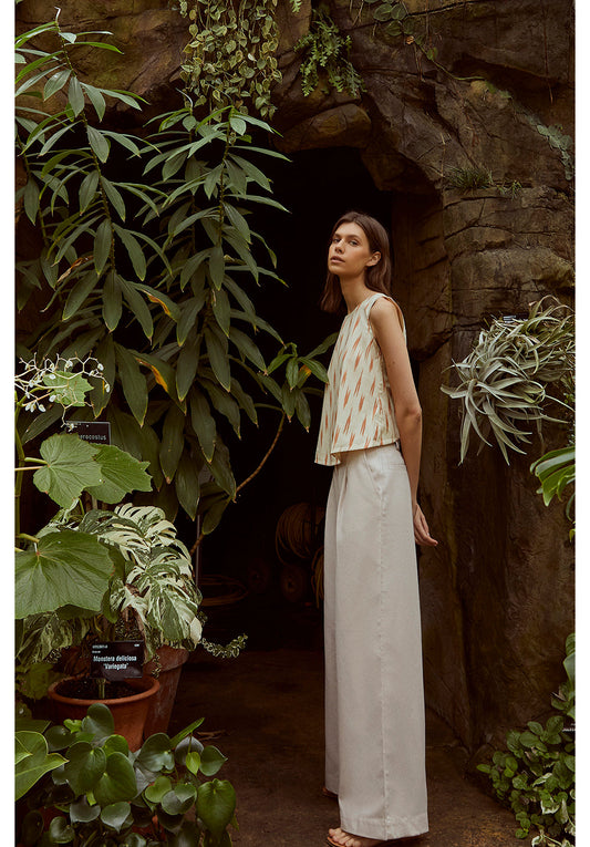 Pantalon ample beige en coton bio - Amita