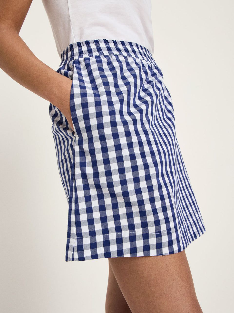 Jupe en coton bio | vichy bleu | Blue-white