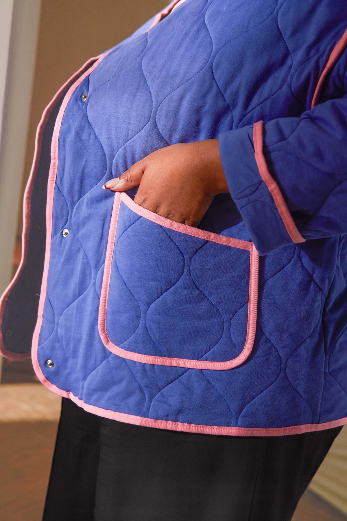 Veste matelassée coton bio | bleu et rose  | Bleu