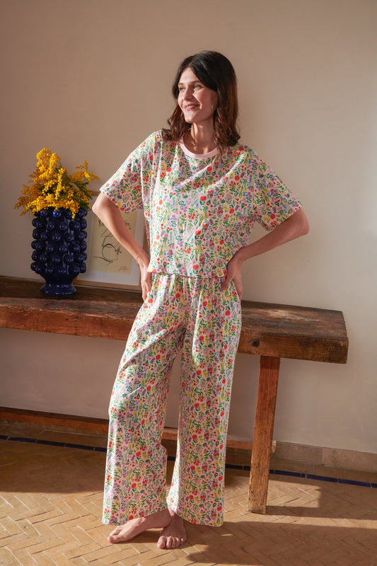 Pyjama long coton bio | pampa rose | Rose
