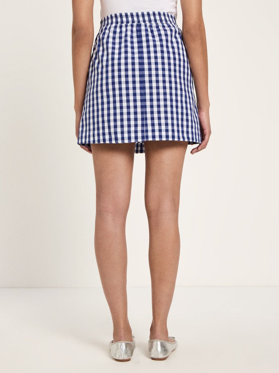 Jupe en coton bio | vichy bleu | Blue-white