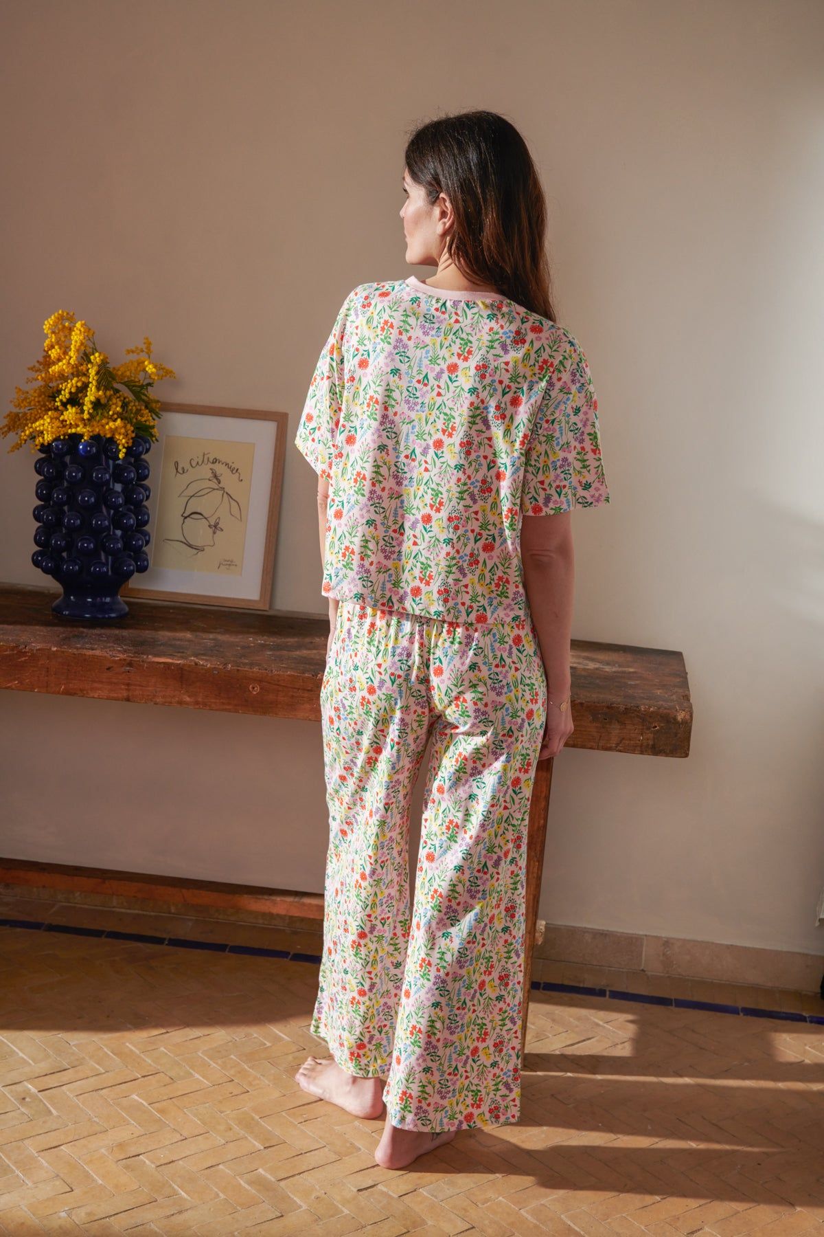 Pyjama long coton bio | pampa rose | Rose