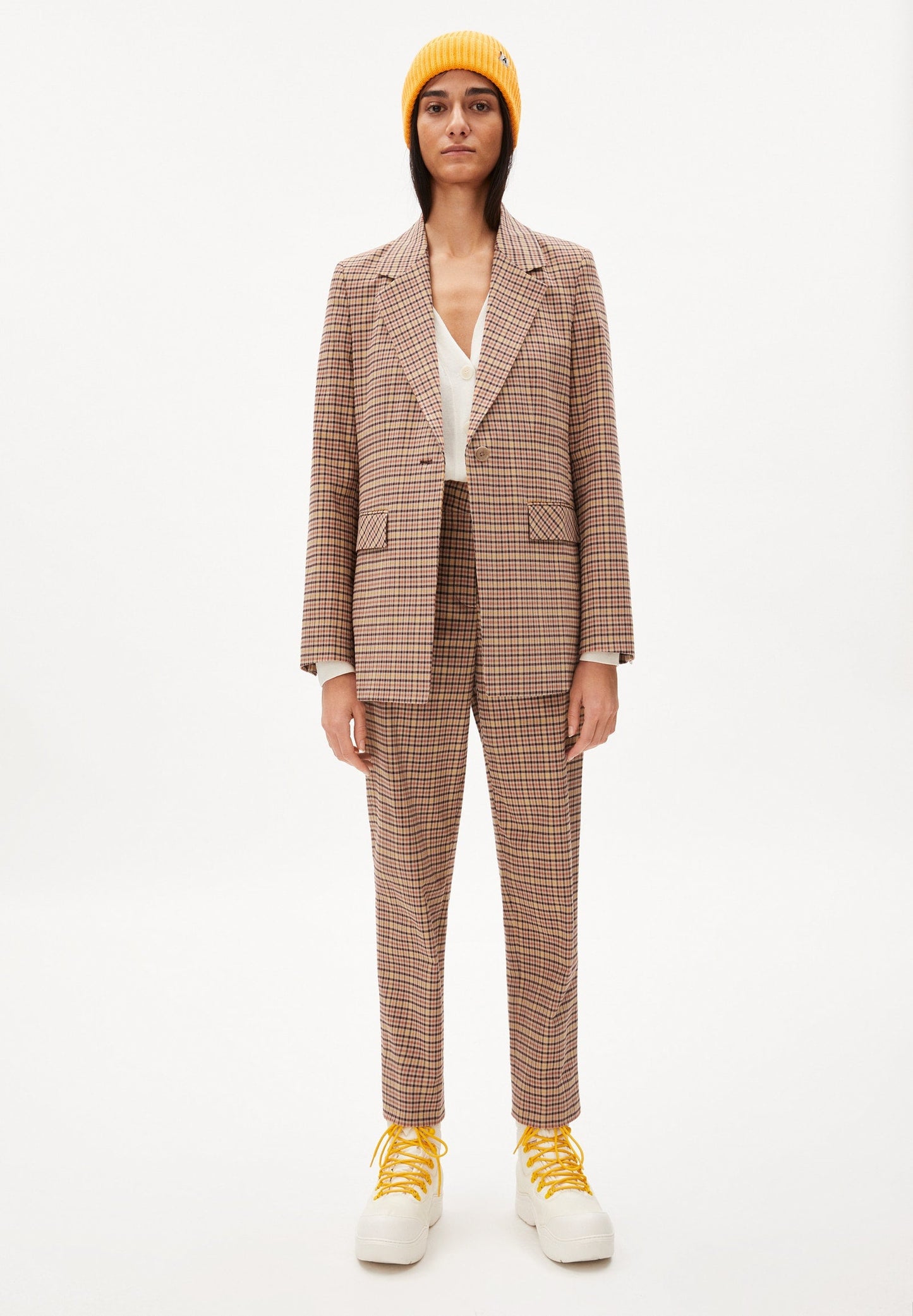 Blazer à carreaux en coton mélangé - andreaa tartan kitt-fudge