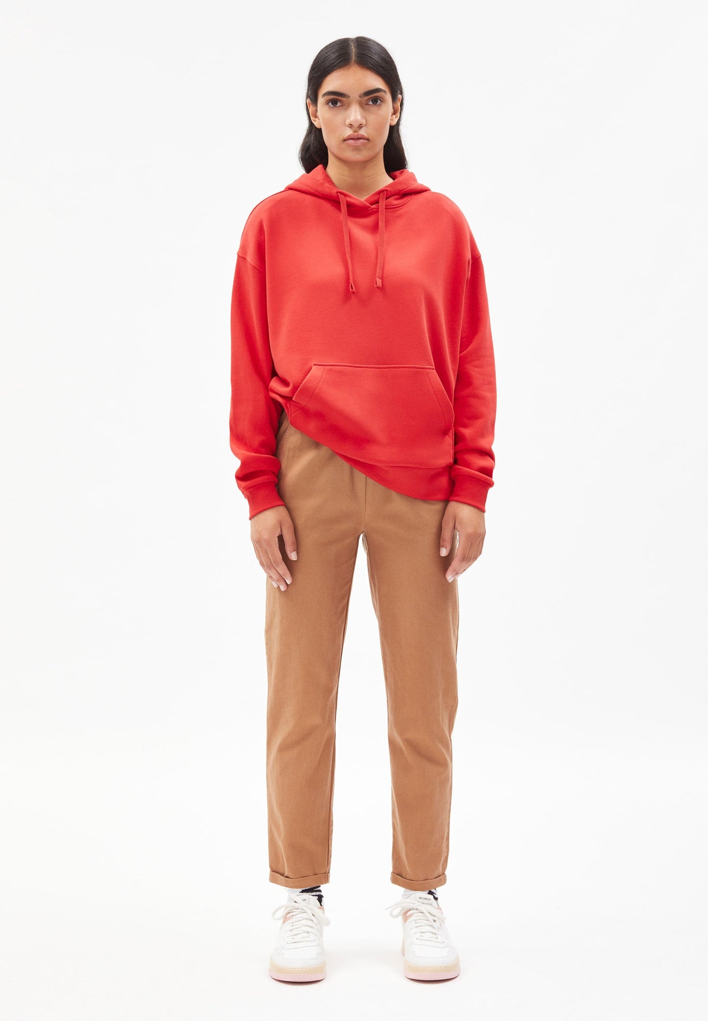 Pantalon droit camel en coton bio - daniaa smoky almond