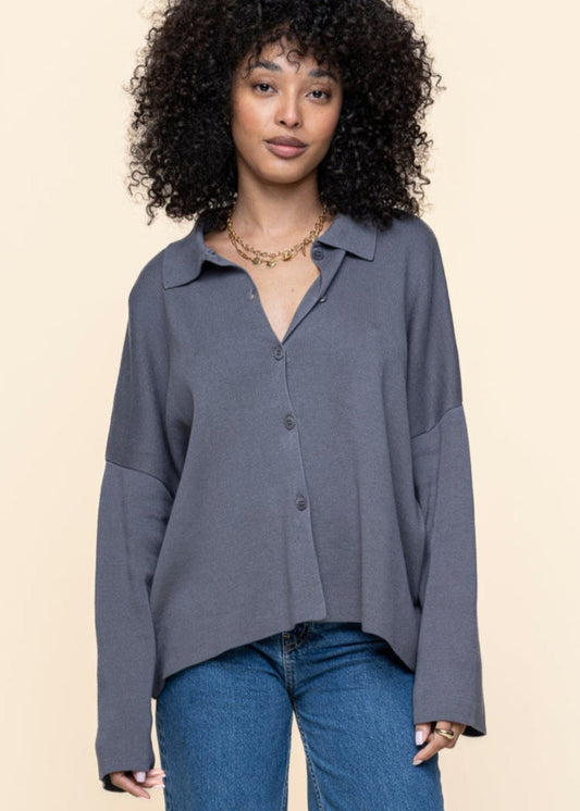 Gilet en coton biologique | bleu "anjo - turbulence"