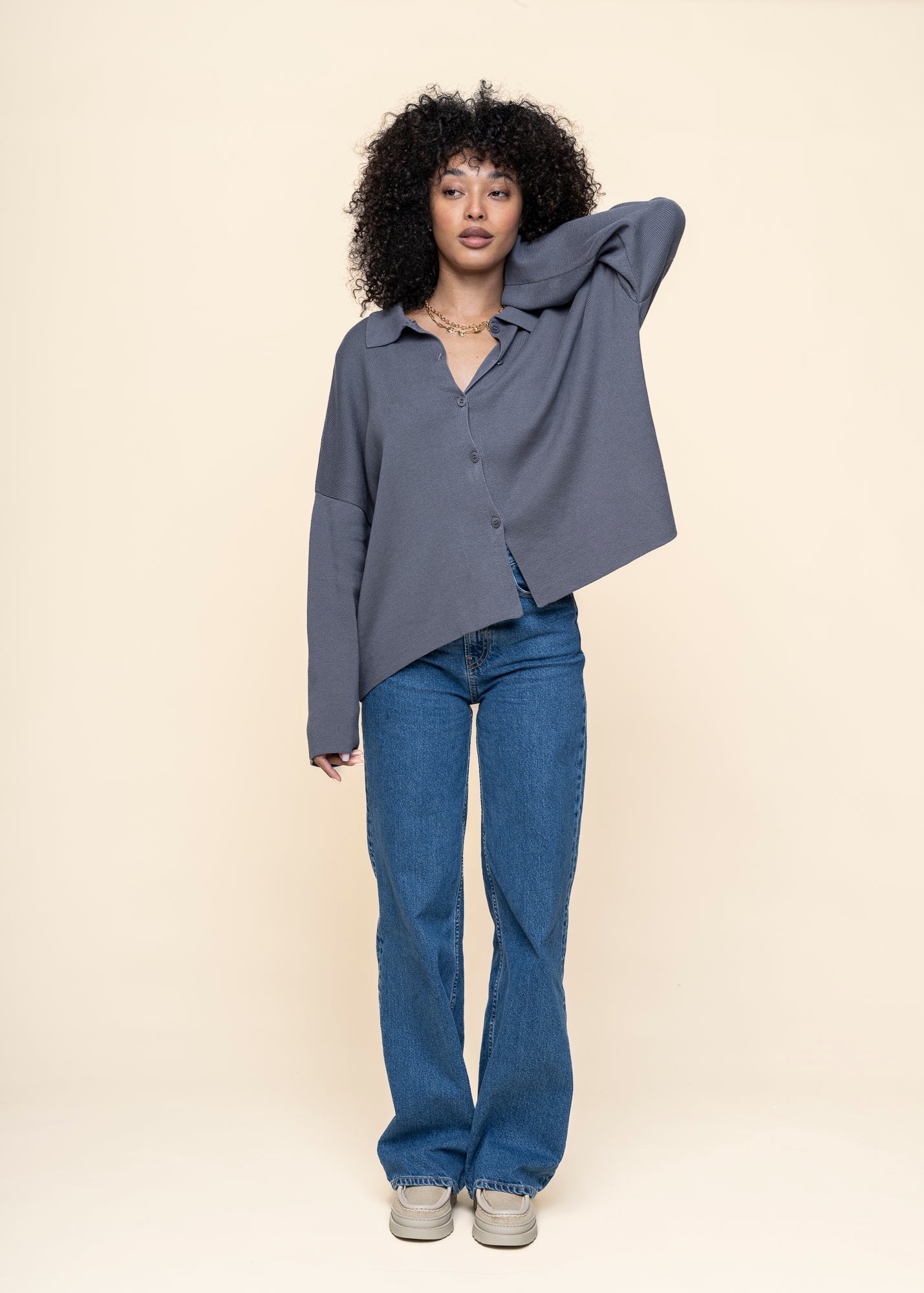 Gilet en coton biologique | bleu 'anjo - turbulence'