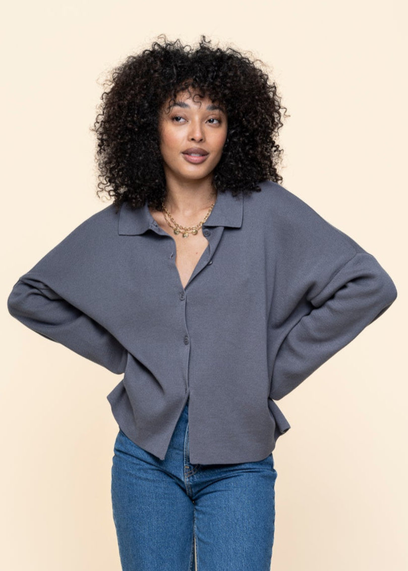 Gilet en coton biologique | bleu 'anjo - turbulence'
