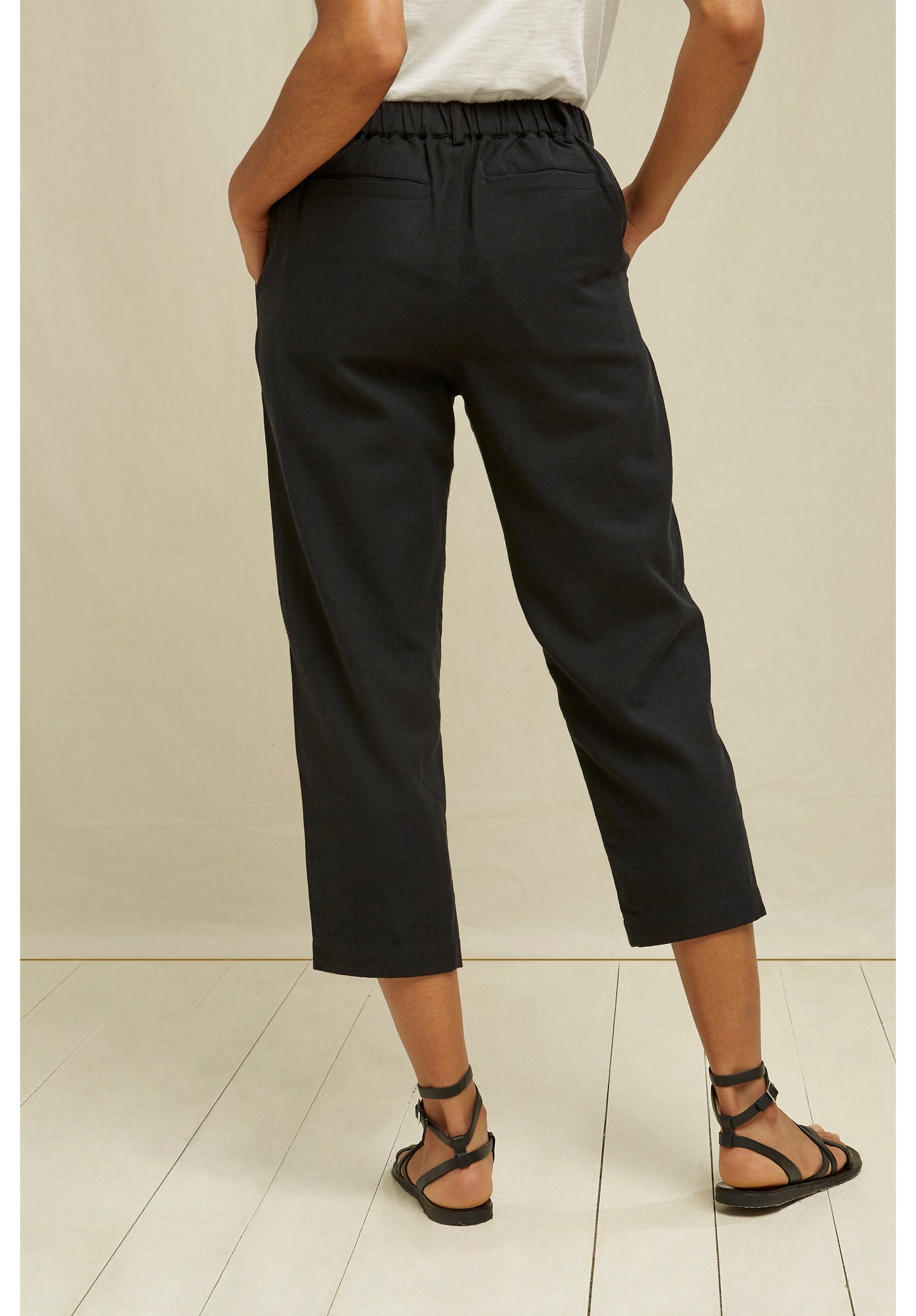 Pantalon droit noir en coton bio - Anwen
