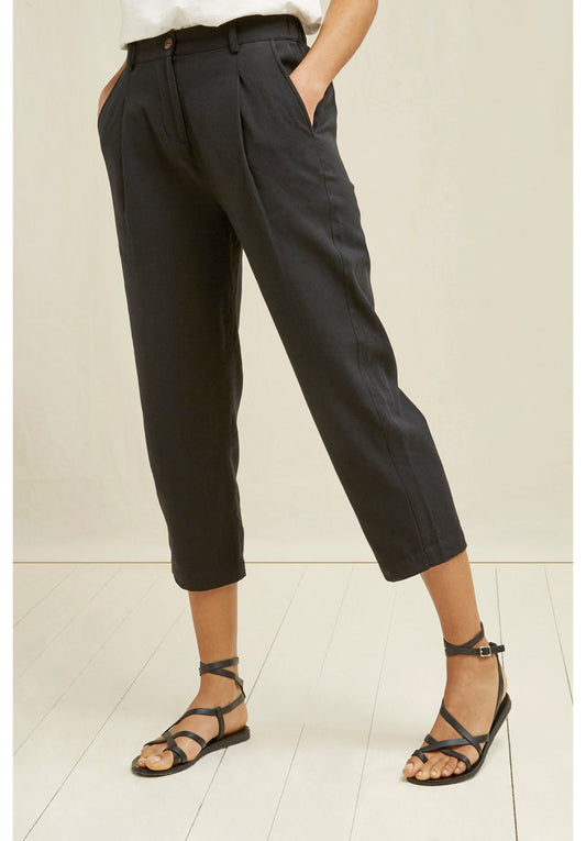 Pantalon droit noir en coton bio - Anwen