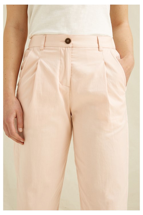 Pantalon cigarette rose en coton bio - Anwen
