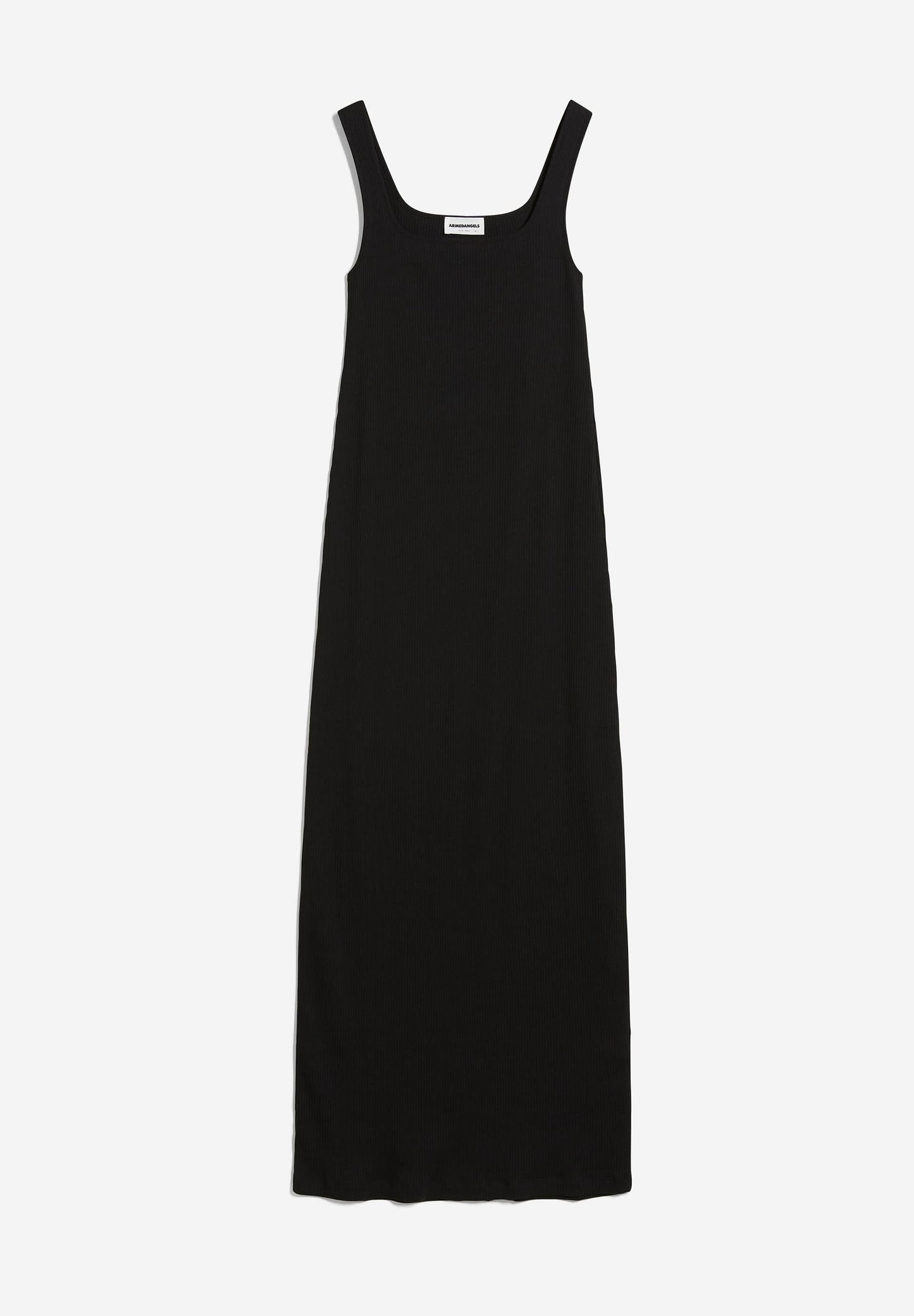 Robe longue noire côtelée en coton bio - arayaa black