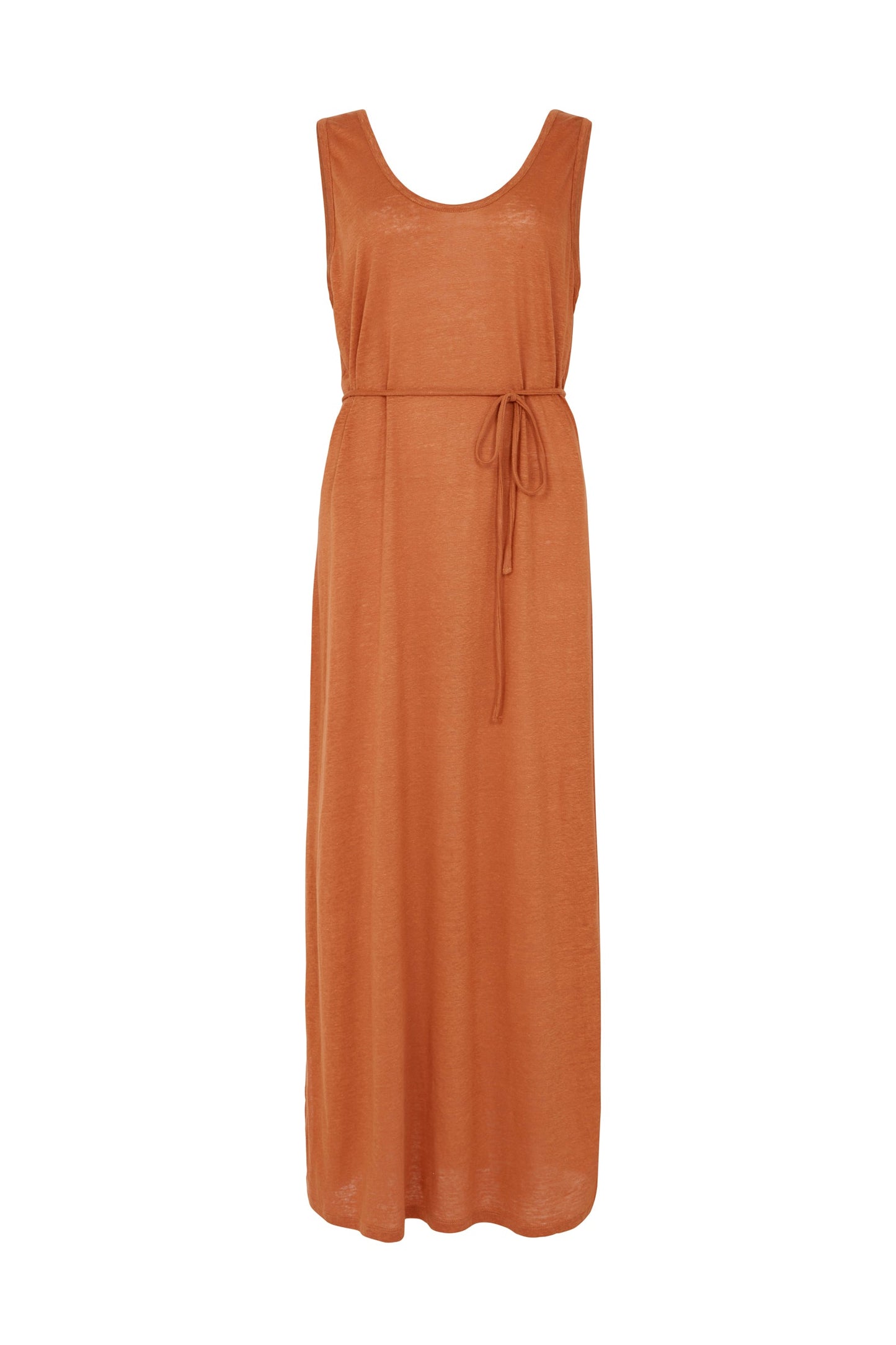 Robe légère longue orange en lin bio - Arden