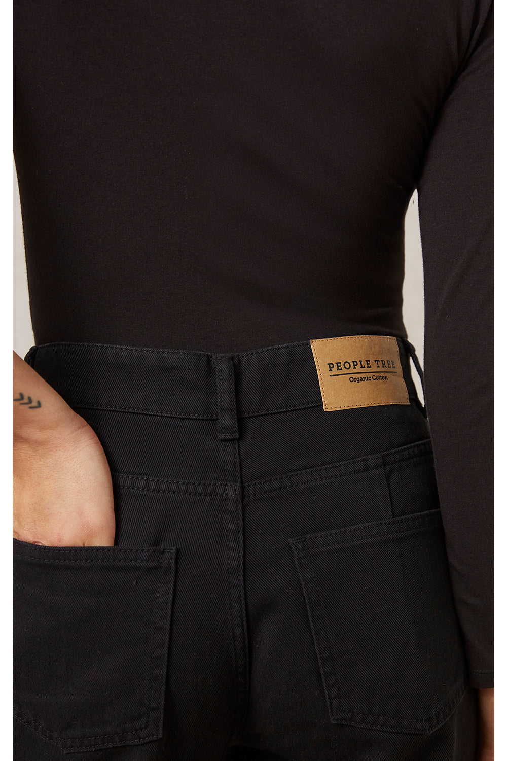 Pantalon en twill noir en coton bio - ariel twill trousers black
