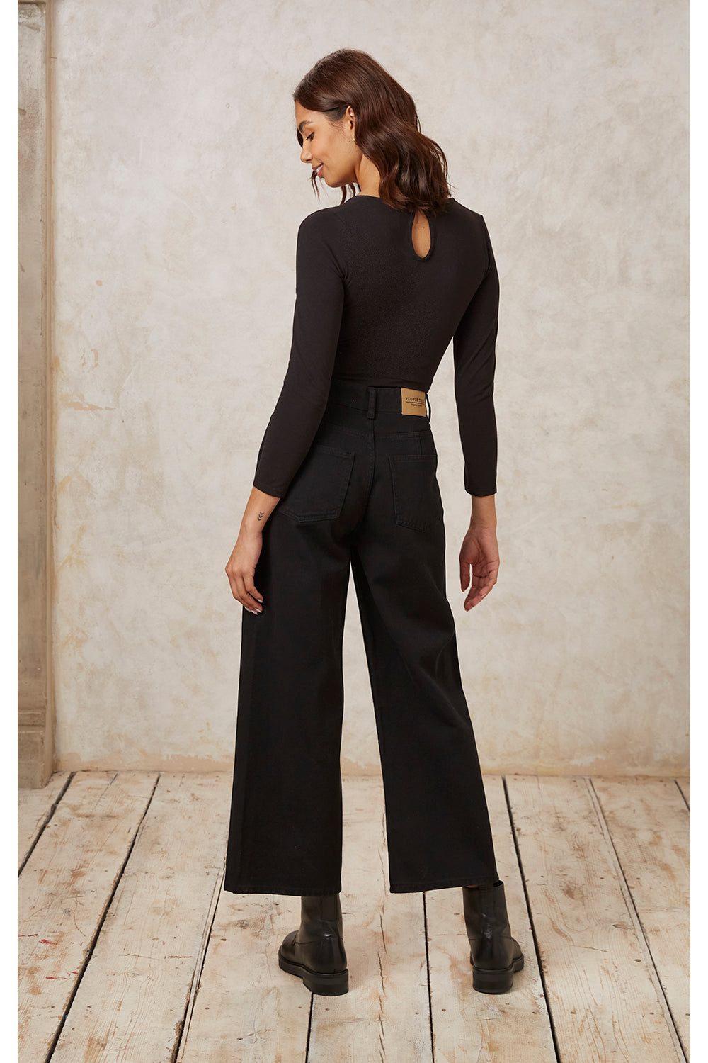 Pantalon en twill noir en coton bio - ariel twill trousers black
