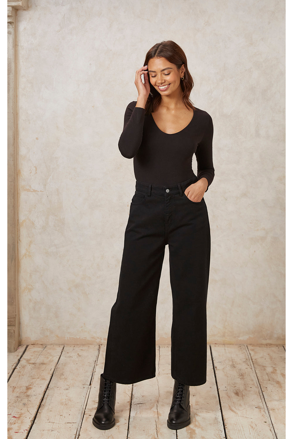 Pantalon en twill noir en coton bio - ariel twill trousers black