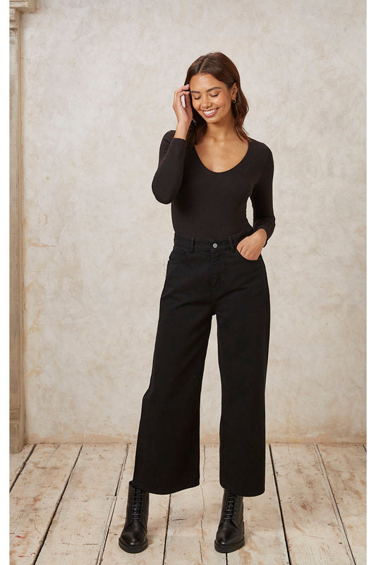 Pantalon en twill noir en coton bio - ariel twill trousers black