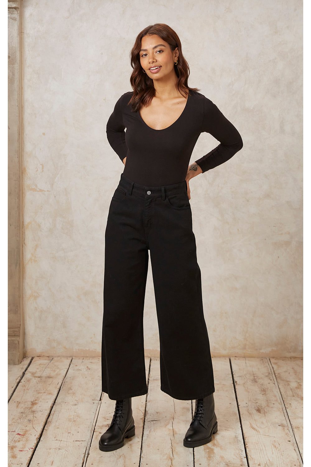 Pantalon en twill noir en coton bio - ariel twill trousers black