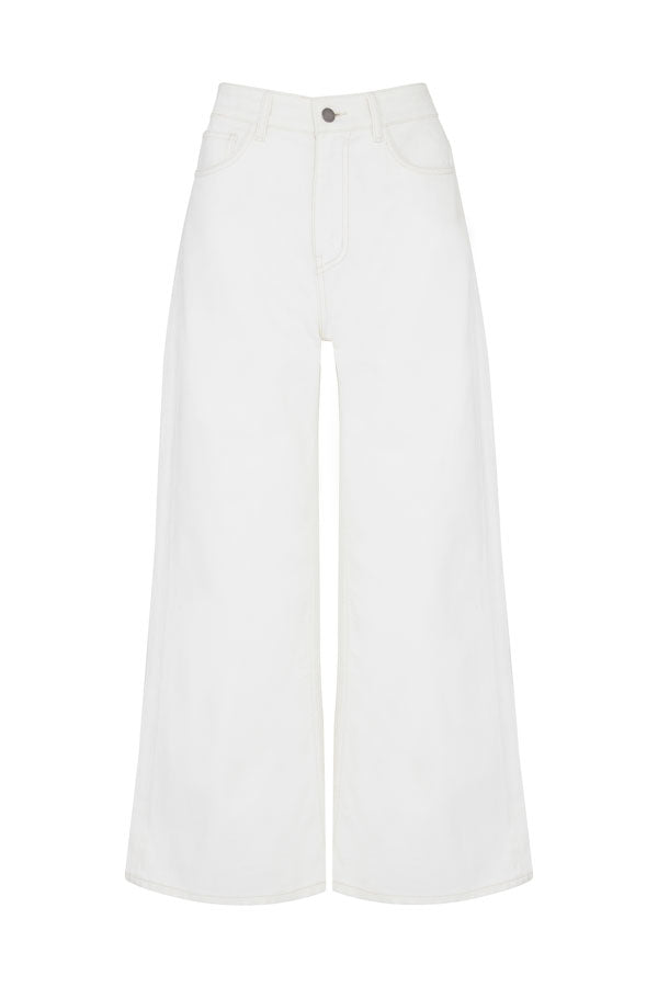 Jean ample crème en coton bio - ariel