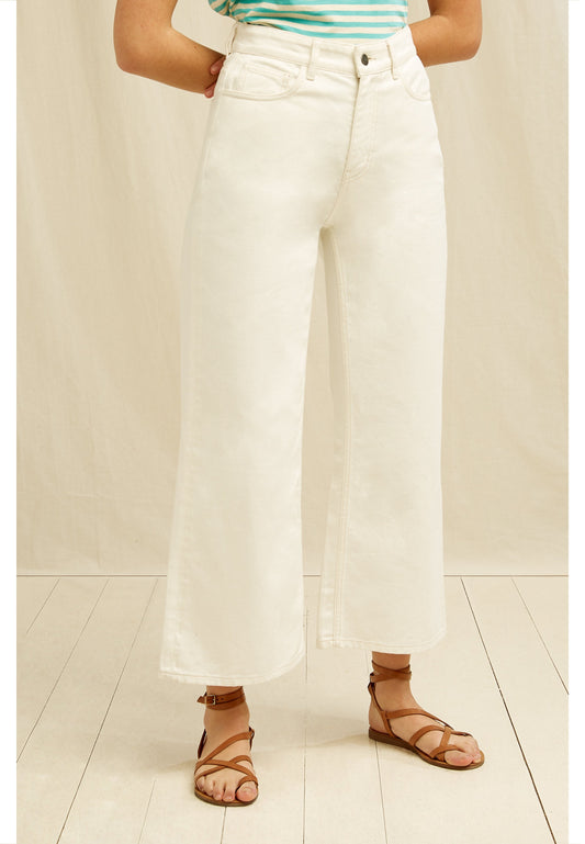 Jean ample crème en coton bio - ariel