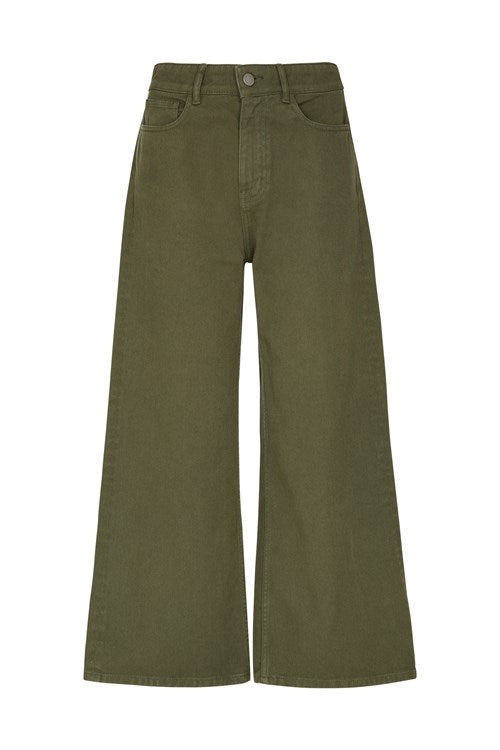 Pantalon en twill kaki ample en coton bio - Ariel