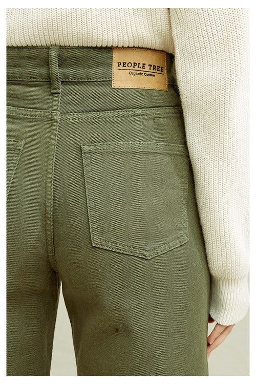 Pantalon en twill kaki ample en coton bio - Ariel