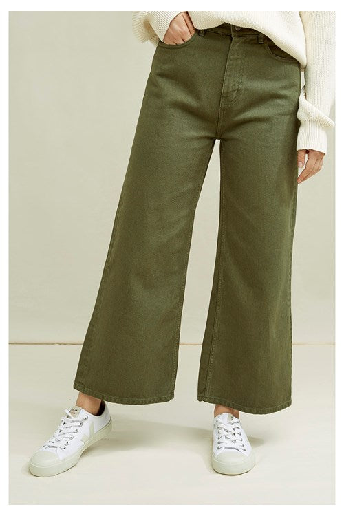 Pantalon en twill kaki ample en coton bio - Ariel
